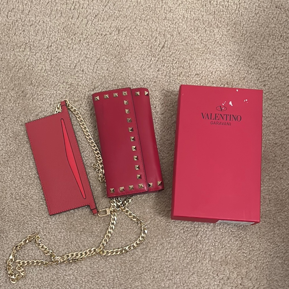 Valentino Garavani Red Studded Wallet